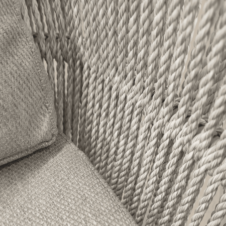 Кресло СЕЛИГЕР лаунж шнур бело-серый с подушкой ткань 604.804 каркас 6818