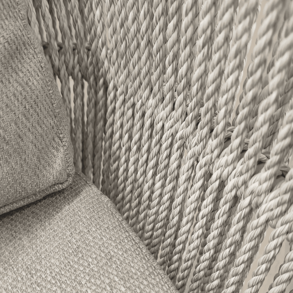 Кресло СЕЛИГЕР лаунж шнур бело-серый с подушкой ткань 604.804 каркас 6818