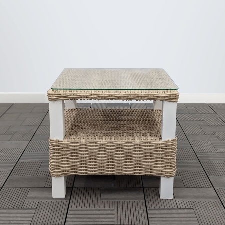 Столик кофейный со стеклом ЛИАНА 51х51х46 жгут 9677 каркас 9003