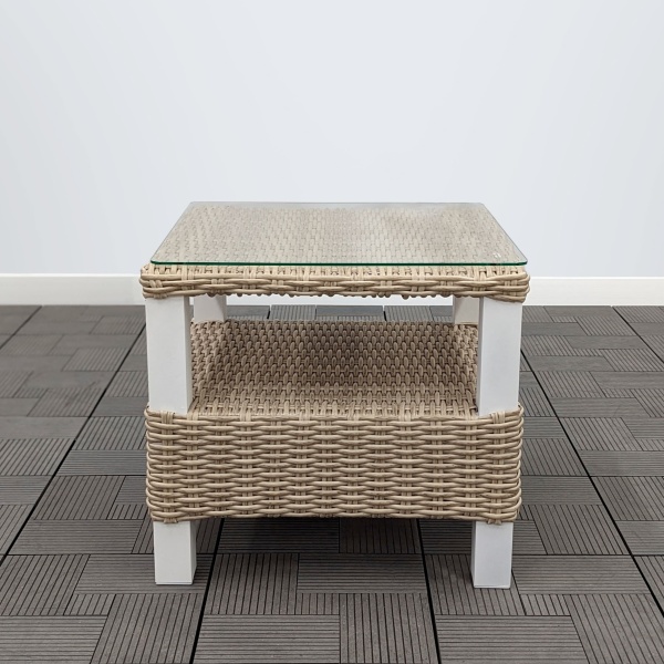 Столик кофейный со стеклом ЛИАНА 51х51х46 жгут 9677 каркас 9003