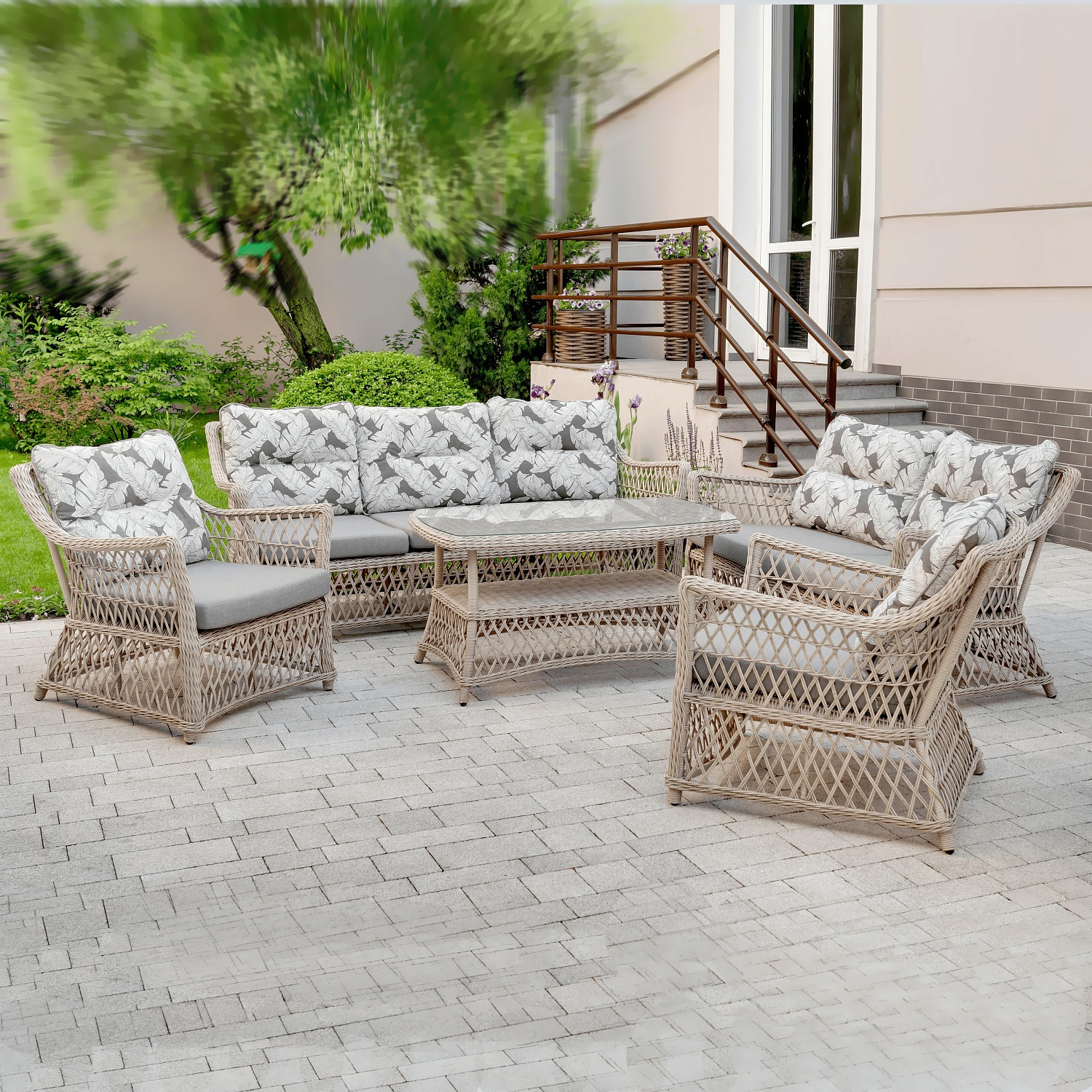 Комплект мебели Сицилия Лаунж в полной комплектации арт. 31614 с подушками олефин Комплект мебели Сицилия Лаунж в полной комплектации арт. 31614 с подушками олефин