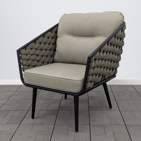 Кресло КАРЕЛИЯ лаунж роуп 45-19 с подушкой 602.804 каркас 9005