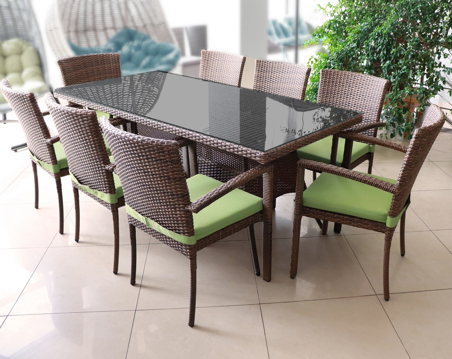 Комплект плетеной мебели Милан (стол 190 см + 8 стульев)