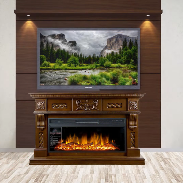 Каминокомплект Corsica - Слоновая кость с патиной (Ширина 1500 мм) с очагом Vision 42 LED