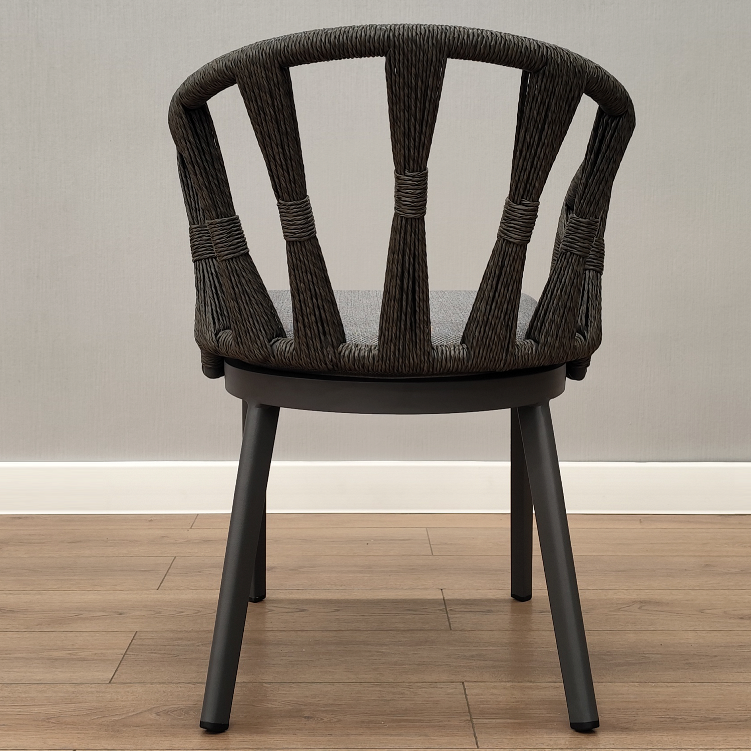 Кресло обеденное Tornado жгут серый каркас серый с подушкой серой