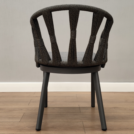 Кресло обеденное Tornado жгут серый каркас серый с подушкой серой