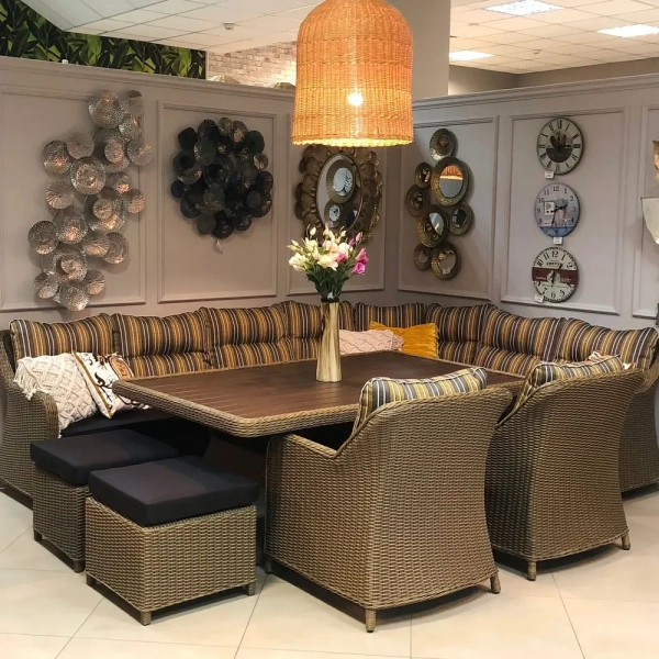 Комплект плетеной мебели Рио-Гранде (комплектация: угл. диван, стол 186 см, 2 кресла, 2 пуфа) Комплект плетеной мебели Рио-Гранде (комплектация: угл. диван, стол 186 см, 2 кресла, 2 пуфа)