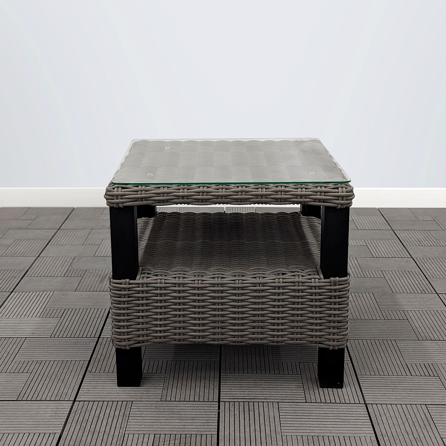 Столик кофейный со стеклом ЛИАНА 51х51х46 жгут 7425 каркас 9005