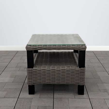 Столик кофейный со стеклом ЛИАНА 51х51х46 жгут 7425 каркас 9005