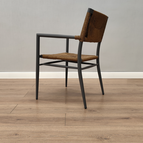 Кресло обеденное Альянс жгут коричневый каркас серый без подушки