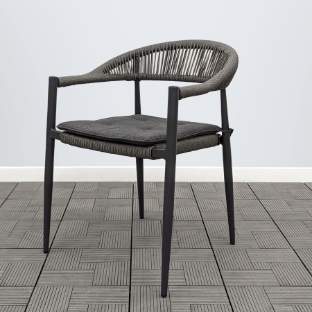 Кресло МИЯ жгут серый с подушкой темно-серой