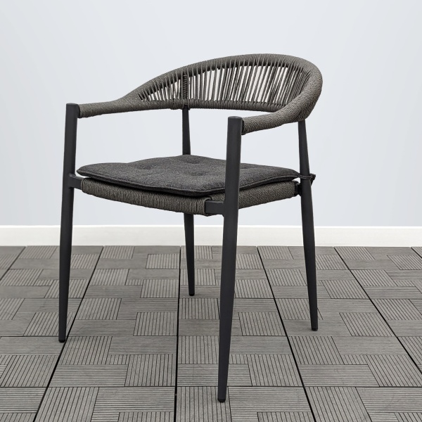 Кресло МИЯ жгут серый с подушкой темно-серой