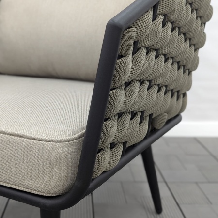 Кресло КАРЕЛИЯ лаунж роуп 45-19 с подушкой 602.804 каркас 9005