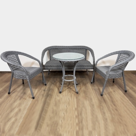 Комплект плетеной мебели Dagni без подушек с кофейным столиком  (серый) Комплект плетеной мебели Dagni без подушек с кофейным столиком  (серый)