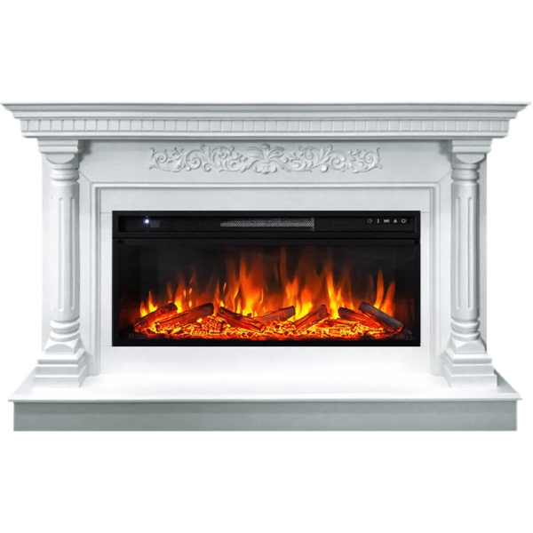 Каминокомплект Sicilia - Белый (Ширина 1530мм) с очагом Vision 42