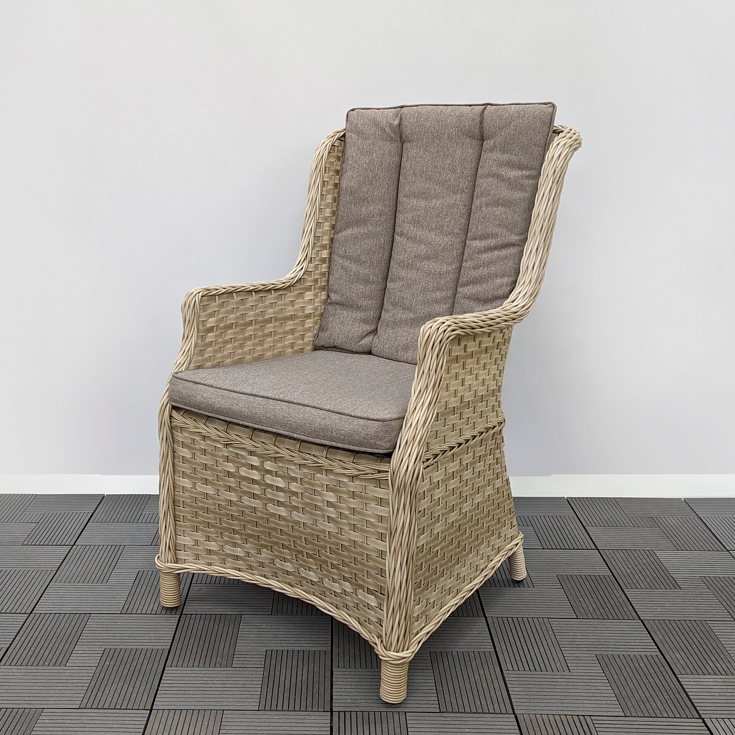 Комплект плетеной мебели ДЖЕЙН (6 кресел, стол 200х100) серый