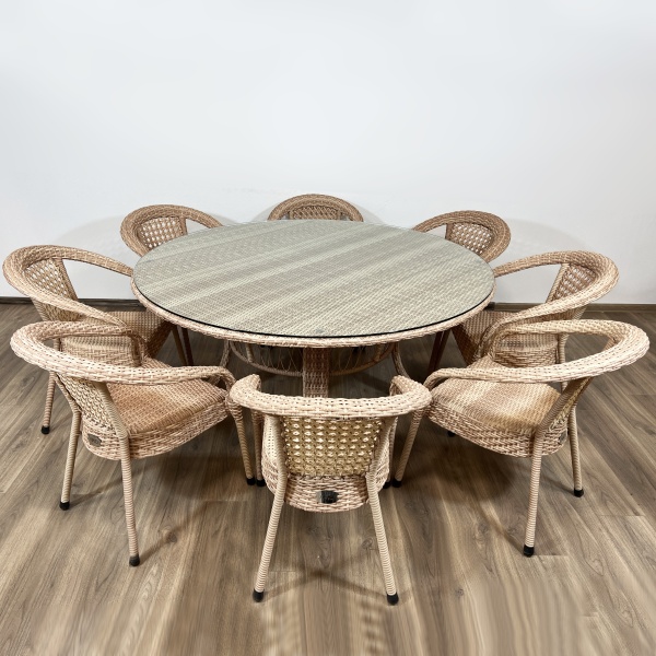 Комплект плетеной мебели Dagni на 8 персон со столом 160 см без подушек кап Комплект плетеной мебели Dagni на 8 персон со столом 160 см без подушек кап