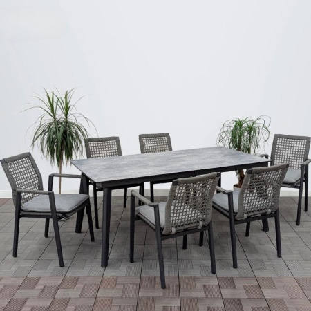 Комплект плетеной мебели PANSY обеденный (стол + 6 стульев с подушками)