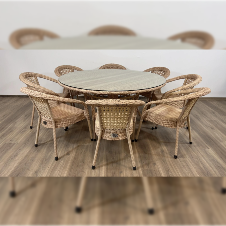Комплект плетеной мебели Dagni на 8 персон со столом 160 см без подушек кап Комплект плетеной мебели Dagni на 8 персон со столом 160 см без подушек кап