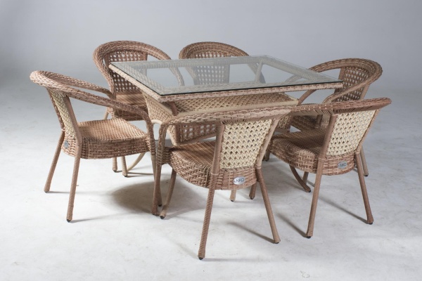 Комплект плетеной мебели Dagni (стол 120 см + 6 кресел) Комплект плетеной мебели Dagni (стол 120 см + 6 кресел)