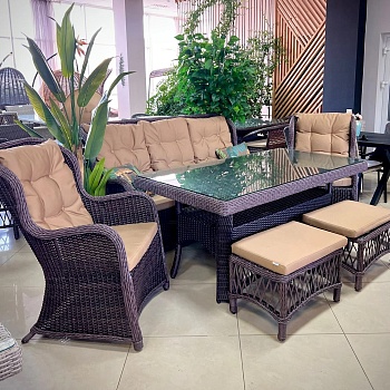 Комплект плетеной мебели Валенсия-6, шоколад Комплект плетеной мебели Валенсия-6, шоколад