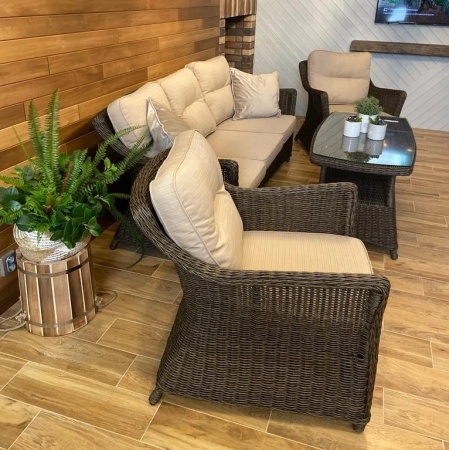 Комплект плетеной мебели Корфу лаунж в полной комплектации Комплект плетеной мебели Корфу лаунж в полной комплектации