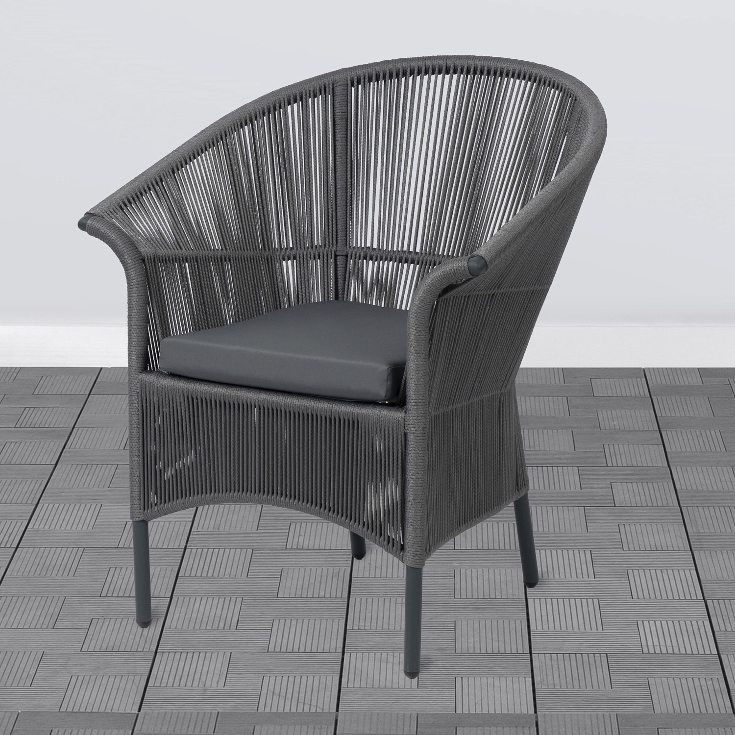 Кресло обеденное СЕЛИГЕР шнур Дым с подушкой BP007 каркас 7016