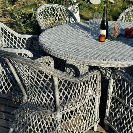 Комплект плетеной мебели Уэльс ромб (круглый стол+6 кресел) Комплект плетеной мебели Уэльс ромб (круглый стол+6 кресел)