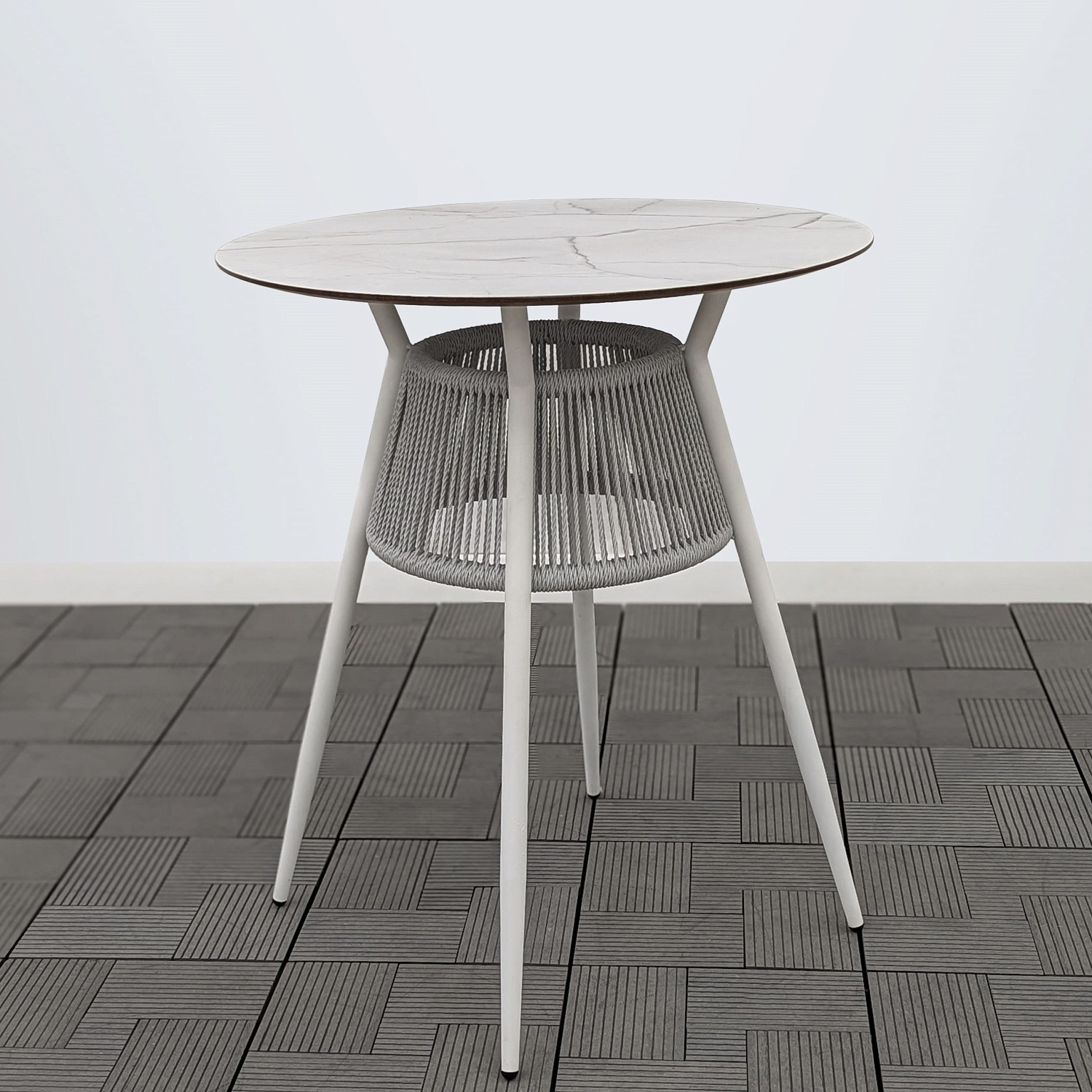 Стол РИЦА D-65 HPL жемчуг жгут 2058 каркас 9003