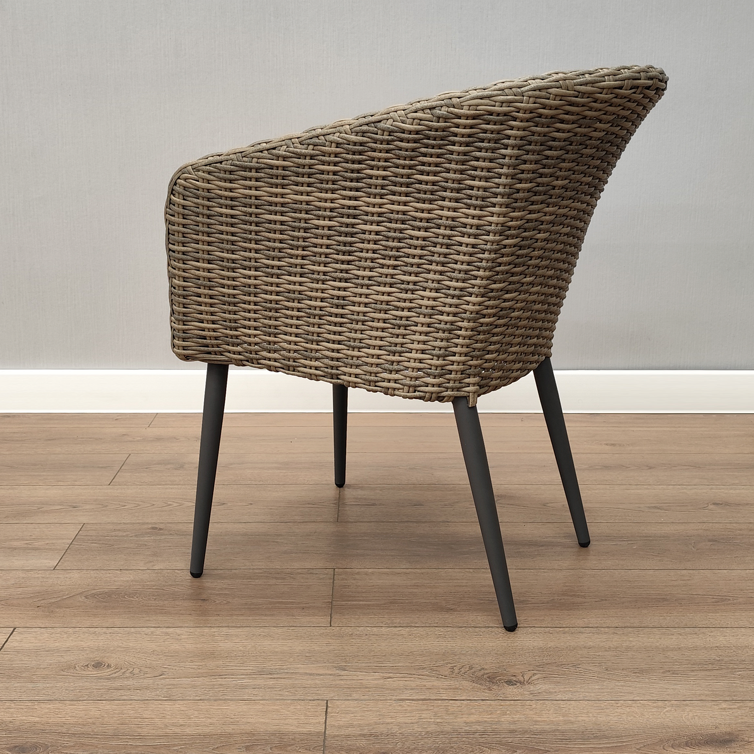 Кресло обеденное BONN жгут серо-коричневый каркас серый с подушкой серой