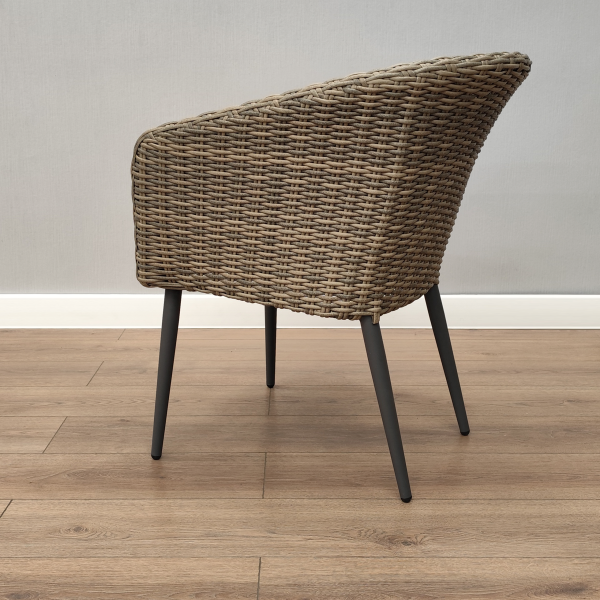 Кресло обеденное BONN жгут серо-коричневый каркас серый с подушкой серой