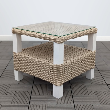 Столик кофейный со стеклом ЛИАНА 51х51х46 жгут 9677 каркас 9003