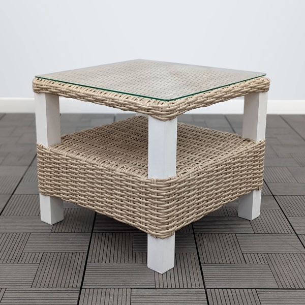 Столик кофейный со стеклом ЛИАНА 51х51х46 жгут 9677 каркас 9003