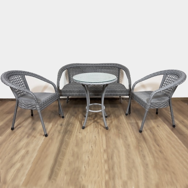 Комплект плетеной мебели Dagni без подушек с кофейным столиком  (серый) Комплект плетеной мебели Dagni без подушек с кофейным столиком  (серый)