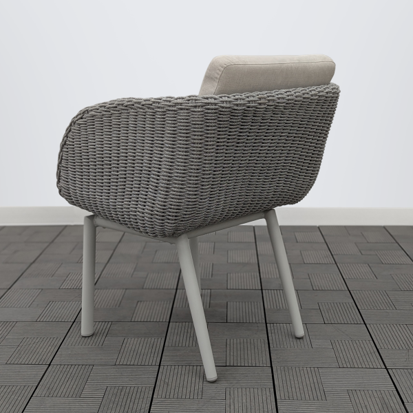 Кресло обеденное SCOOP жгут серый каркас св-серый с подушками ткань св-серая